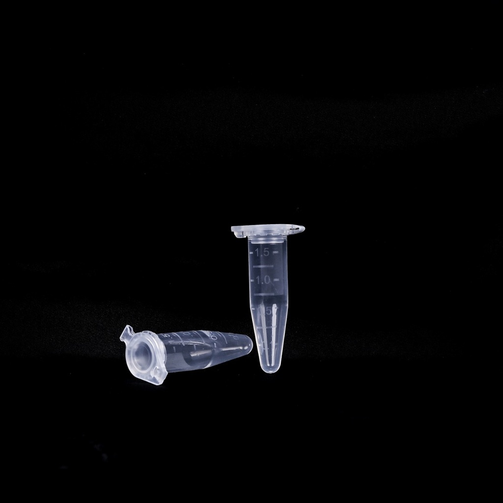 BIOLOGIX 1.5ml CLEAR POLYPROPYLENE NON-STERILE (RNase & DNase FREE) CONICAL BOTTOM MICROCENTRIFUGE TUBES WITH SAFE LOCK CAP . TUBES HAVE FROSTED WRITING AREA AND MARKED GRADUATIONS