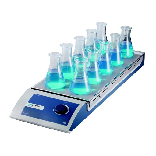 [811311029999] SCILOGEX MS-M-S10 Analog Magnetic Stirrer 10-Channel, s/steel plate, 110V, 50/60Hz, US Plug